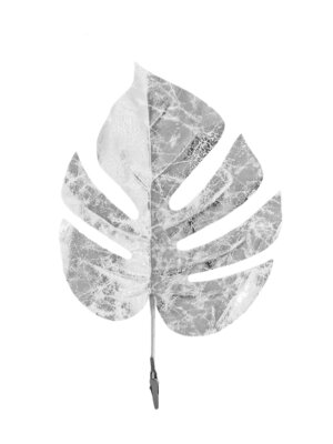 Елочное украшение Монстера серебро тиснение из полиэстера, на клипсе из черного металла 87825
