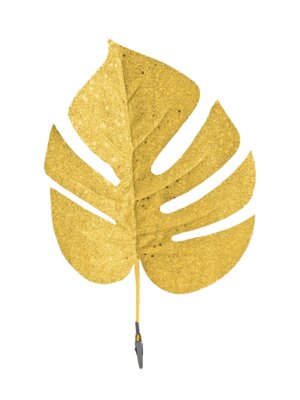 Елочное украшение Монстера золото глиттер из полиэстера, на клипсе из черного металла  87821