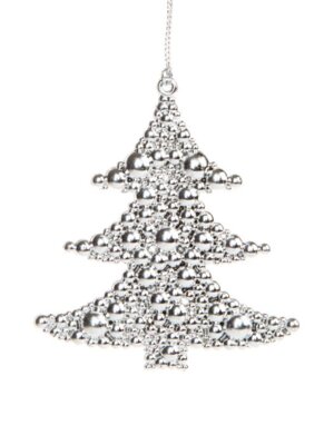 Новогоднее подвесное украшение Ёлочка в серебре из полипропилена 9,5x1x9см 86730