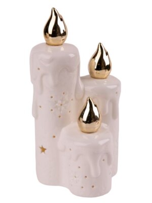 Новогоднее украшение Три свечи из фарфора со светодиодной подсветкой 86809