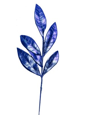 Интерьерное украшение ветка Синяя ветвь из полиэтилена на проволоке черн метал 30*11*0,7см 86960