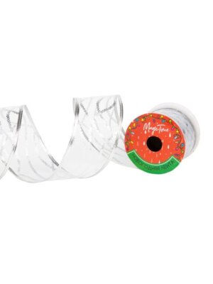 Новогодняя лента Серебро цепь из полиэстера длина 270см ширина 6,3см 87643