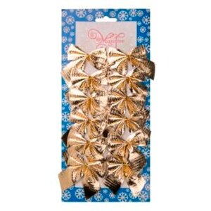 Новогоднее украшение БАНТ Мерцание золота из полиэстера набор из 12шт 5х5x0,1см 82323