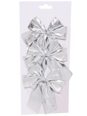 Новогоднее украшение БАНТ Роскошь в серебре из полиэстера набор из 3шт 10,5x14x0,1см 82262