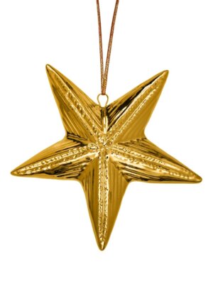 Новогоднее подвесное украшение Пятиконечная Звезда из фарфора 8х7,8х1,8см 80894