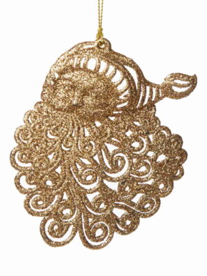 Новогоднее подвесное елочное украшение Санта золотой из полипропилена 9x11x0,2см 77900