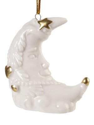 Новогоднее подвесное украшение Месяц из фарфора / 4,5х7,5х4,5см арт.87844