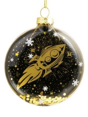 Новогоднее подвесное украшение Медальон - Ракета из стекла / 2,5х8,5х8см арт.81797