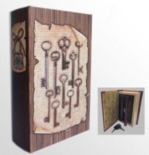 Шкатулка сейф 17х11х5см Ключи МДФ с дверцей из черн металл 39517