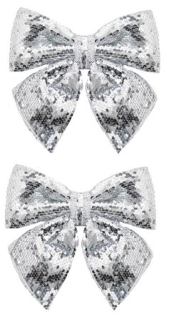 Декоративное украшение Бант Серебро из полиэстера 2шт 14х12х0,01см 90825