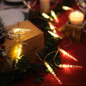 Электрогирлянда на 10 LED ламп 1,5м  напряжени 2В мощность 3Вт батарейки АА Теплый белыйй 93401