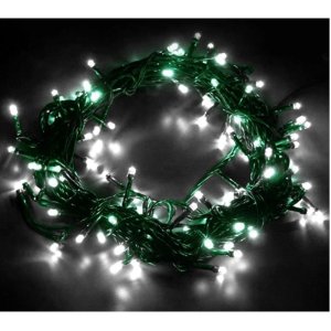 Электрогирлянда на 100 LED ламп 1000cм, напряжение 220 B, мощность 3,5 Вт Холод белый 8 реж 92822