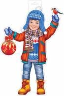 0-35-5006 Плакат фигурный Мальчик с новогодним украшением