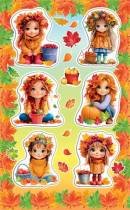 0-11-790 Наклейки Девочки в венках из листьев