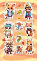 0-11-792 Наклейки Животные осенью