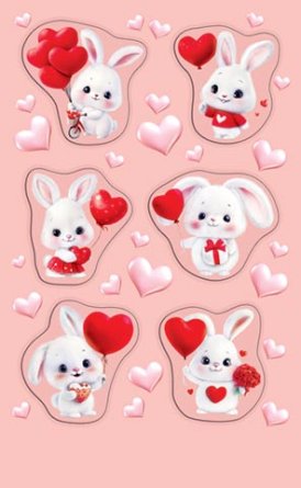 0-11-14156 Наклейки Зайчата с сердечками