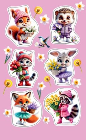 0-11-8060 Наклейки Зверята с цветами