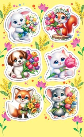 0-11-8062 Наклейки Милые животные