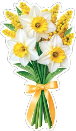 7-65-8065 Украшение на скотче Нарциссы с мимозой