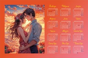 Магнитный календарь 2025 Романтика на закате