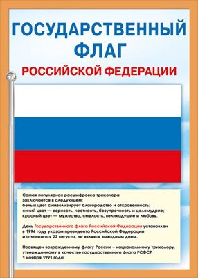 Плакат А4 Государственный флаг РФ