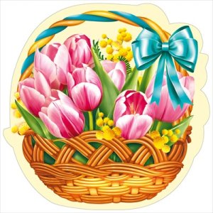 Украшение Весенняя корзина Розовые тюльпаны