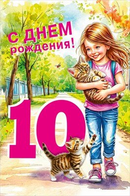Открытка С Днем рождения 10 лет 7.0000808