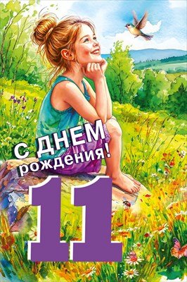 Открытка С Днем рождения 11 лет 7.0000809