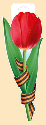Плакат фигурный мини Красный тюльпан с георгиевской лентой 59,022,00