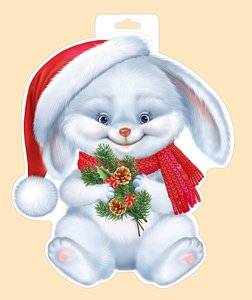 Плакат фигурный Зайчик с веточкой