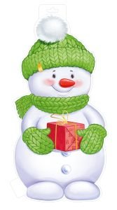 Плакат фигурный Снеговик с подарком