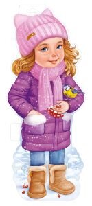 Плакат фигурный Девочка с синичкой