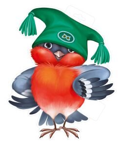 Плакат фигурный мини Снегирь в зелёной шапке