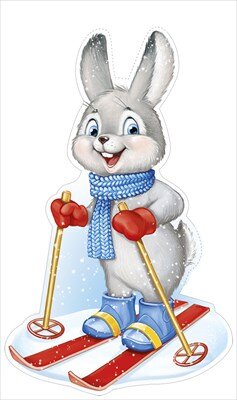 Плакат фигурный мини Заяц на лыжах