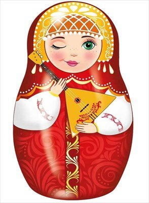 Плакат фигурный Матрешка с балалайкой