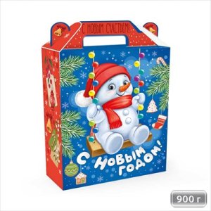 Коробка С Новым годом Снеговик на качелях