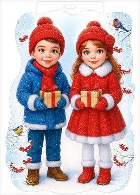 Плакат фигурный Дети с подарками 3.0001381