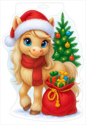 Плакат фигурный Лошадка с подарками 3.0001358