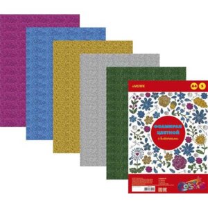 Фоамиран  5цв 5л 2мм А4 с блёстками  8040779