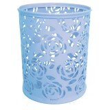 Стакан для канц принадлежностей 8x8x9,8см круглый ажурный металл Голубой 4104701