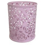 Стакан для пишущих принадлежностей 8x8x9,8 см круглый ажурный металлич Розовый 4104703