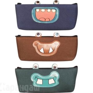 Пенал треугольный 20x8x3,5 см канвас и искусст кожа на молнии с аппликацией глаз 7026803