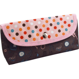 Пенал треугольный 20x10x4 см текстильный с рис на кнопке серый с розовым 7026723