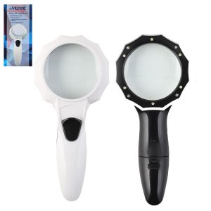 Лупа со светодиод подсв с увеличением 3раза d=65мм свет по кругу на 2-х батар 4080801