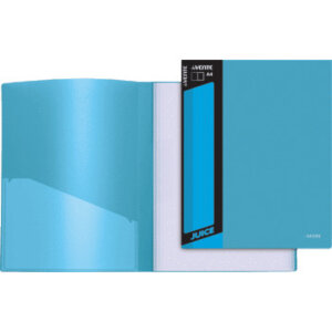 Папка 10 файлов A4 Juicy 450мкм 30мкм фактура внешний карман непрозр Ярко Голубая 3100903