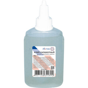 Клей силикатный 90г в плоской пласт бутыл с дозатором и съемным колпачком 4040801