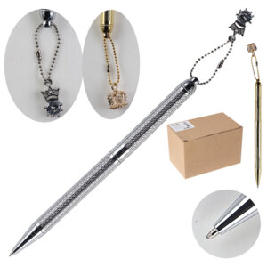 Ручка шар 0,7мм Синяя подар металл с подвеской 9021704