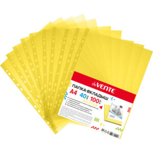 Папка вкладыш A4 40мкм гладкая фактура тонированная 100шт желтая 3050931