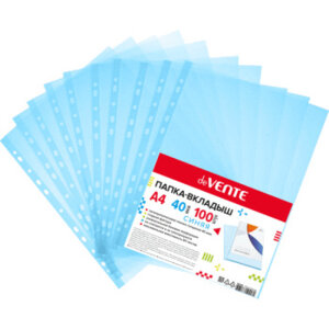 Папка вкладыш A4 40мкм гладкая фактура тонированная синяя 100шт 3050928