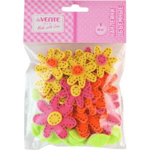 Наклейки объемные Цветы с листьями 60шт из фетра 8004074